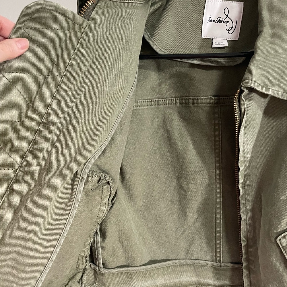 Sam Edelman Cropped Moto Jacket XS -army green - Picture 10 of 15
